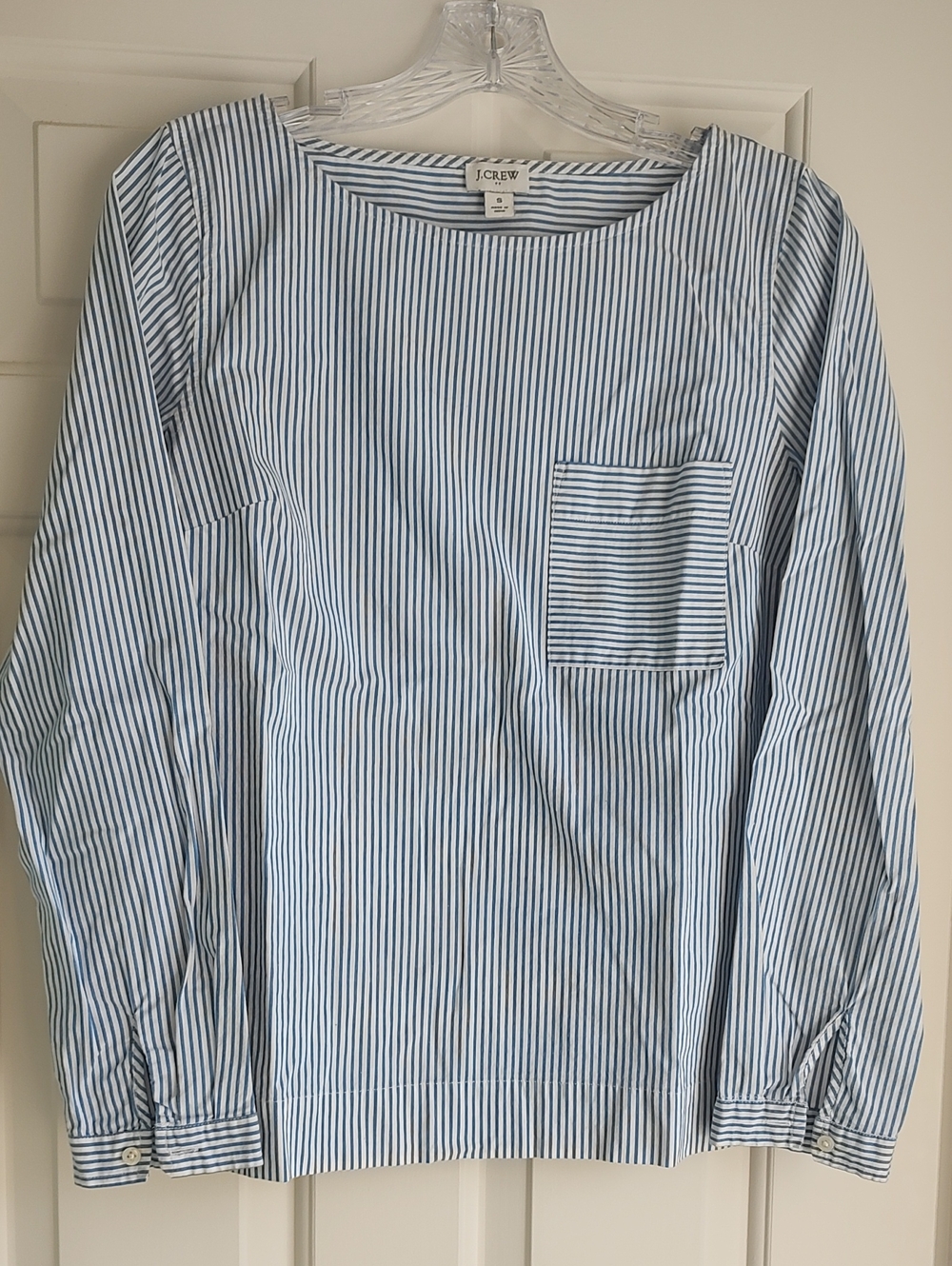 J. Crew Navy and White Vertical Stripe Long-Sleeve Shirt